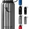 Trinkflasche Active Flask von BeMaxx Fitness + 3 Trinkverschlüsse - Doppelwandig vakuum-isolierte Edelstahl Thermosflasche für Büro, Sport, Outdoor - Ideal für Kaffee, Tee, Kaltgetränke (Classic Stainless | 950ml) - 1